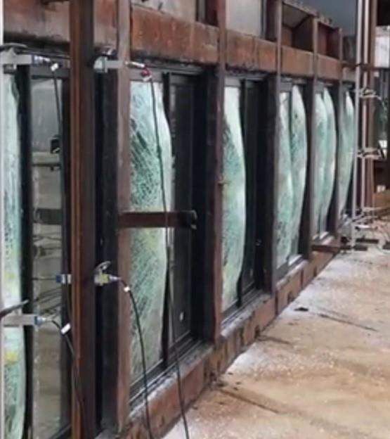Window specimens undergoing pressure testing